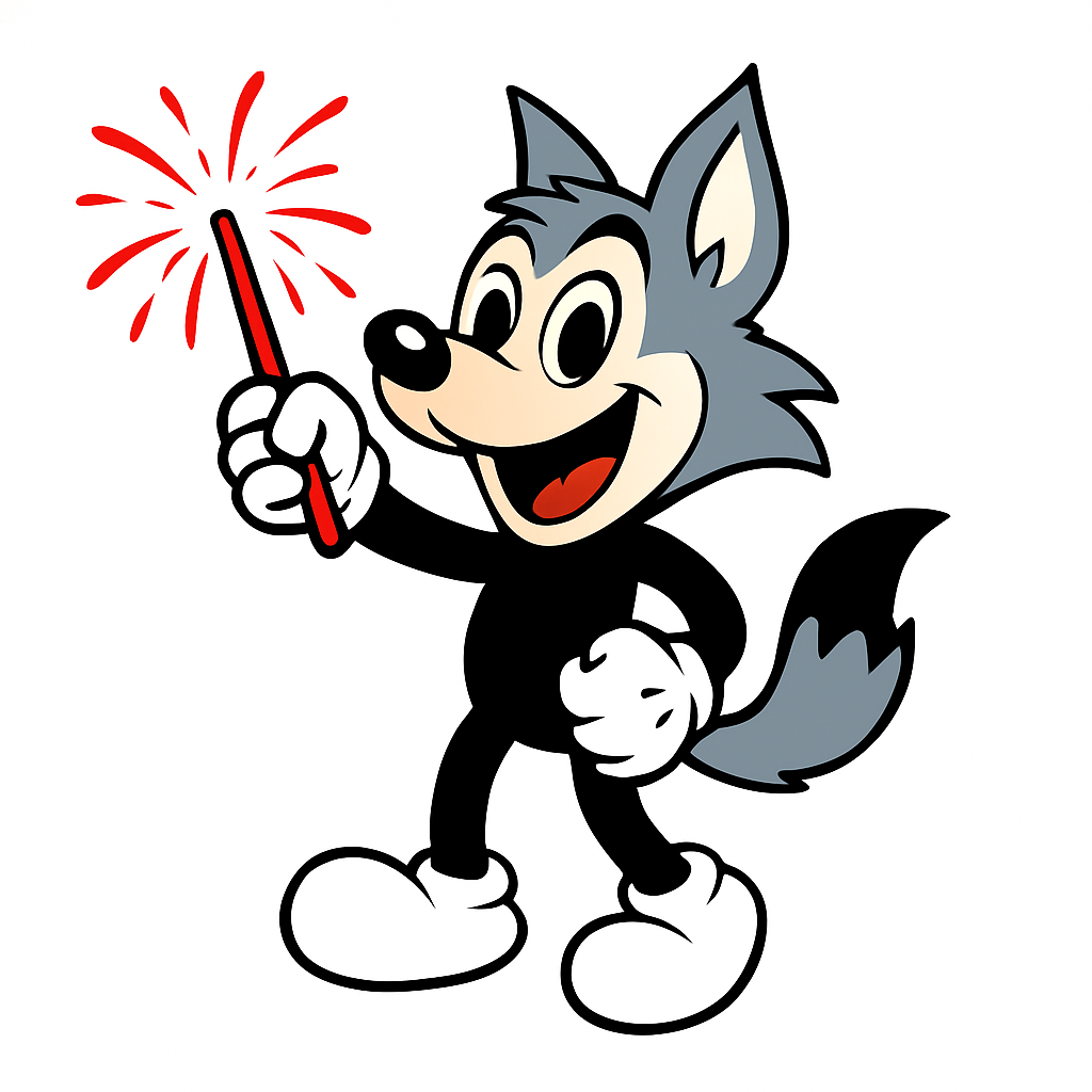 Lobito soltando fogos comemorando