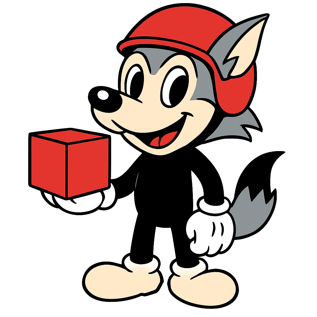 Lobito de capacete entregando um pedido