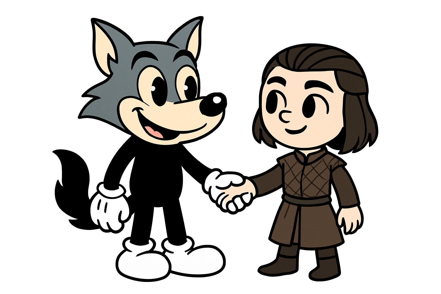 Lobito com a Aria Stark de Game of Thrones dando