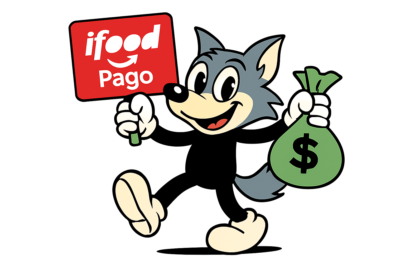 IFood Pago, com saco de dinheiro