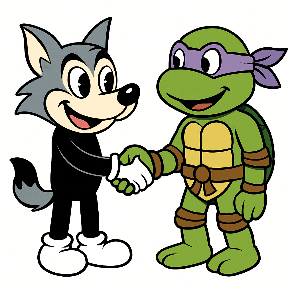 lobito apertando e Donatello