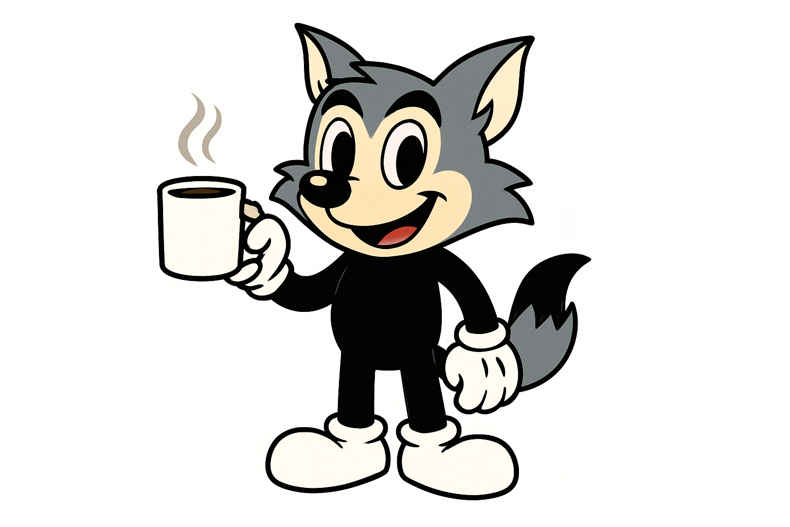 Lobito com xícara de café