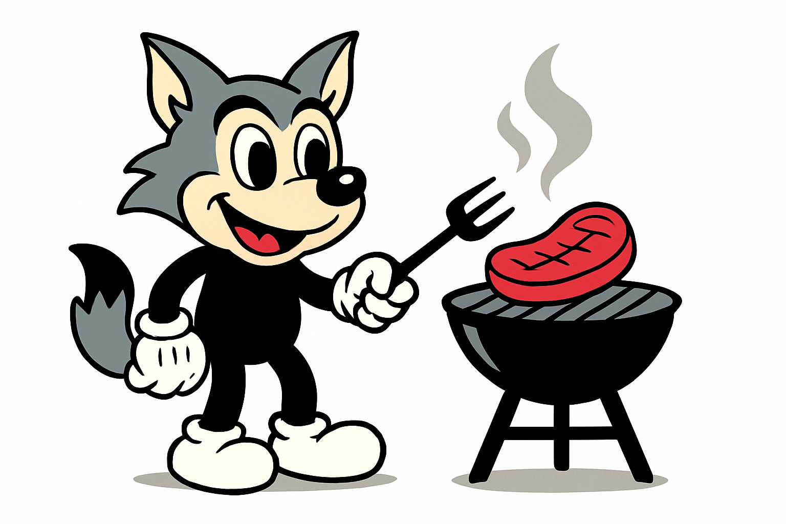 Lobito fazendo churrasco